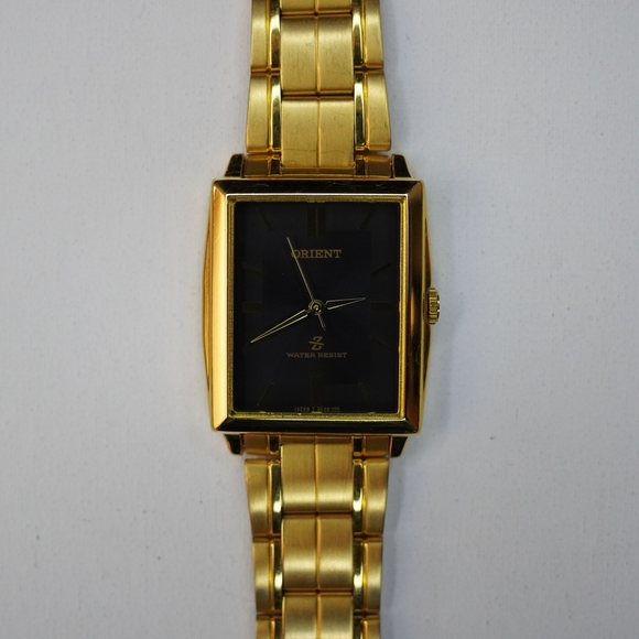 Orient Gold-Tone Dress Watch Black Dial Quartz Japan Water Resist Bracelet Watch - Picture 4 of 7